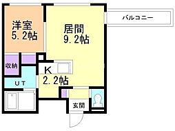 COCO 1LDKの間取図画像