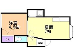 コムーネ52 1DKの間取図画像