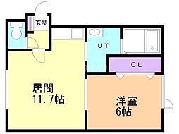 シティーハウスN6 1LDKの間取図画像