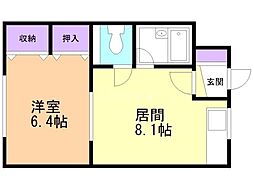マンション常盤 1LDKの間取図画像