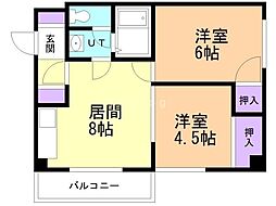 アステリア 2DKの間取図画像