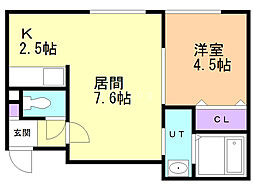フェリース北27条 1LDKの間取図画像