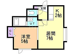 クレスト 1LDKの間取図画像
