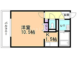 コンフォートN18 1Kの間取図画像