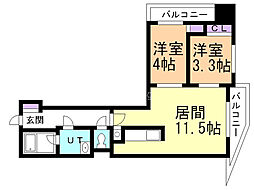 クレア北24条 2LDKの間取図画像