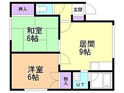 コーポ大雪 2LDKの間取図画像