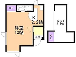 コーポささき 1Kの間取図画像