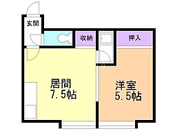 ルナフラッツ 1LDKの間取図画像