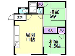 トミイハイツ13号 2LDKの間取図画像