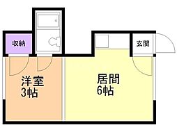 24ハイツA 1DKの間取図画像