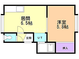 レインボーハウス24 1DKの間取図画像