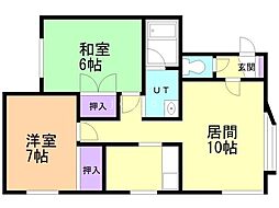 キャッスルリキ 2LDKの間取図画像