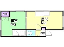 豊泉ハウス 1LDKの間取図画像