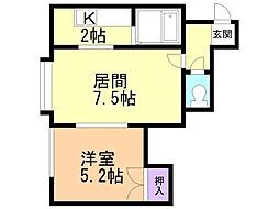 プレシャス27 1LDKの間取図画像