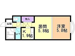 マロンハイデンス 1LDKの間取図画像