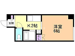 チサンマンション札幌第1 10階1Kの間取り