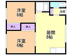 TKハイツ 2DKの間取図画像