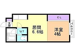 ルナハイツ札幌 1DKの間取図画像