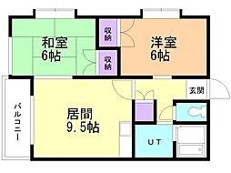 サンハイツサッポロオリオン16 2DKの間取図画像