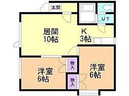 百合ヶ原アベニューB 2LDKの間取図画像