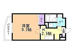 スカイヒルズN15 1Kの間取図画像