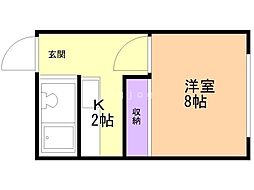 大畠ハイツ 1Kの間取図画像