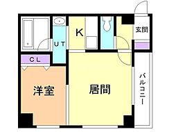 ウィルドゥ北24条 1LDKの間取図画像