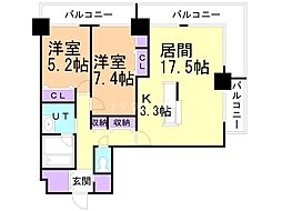 D'グラフォート札幌ステーションタワー 2LDKの間取図画像