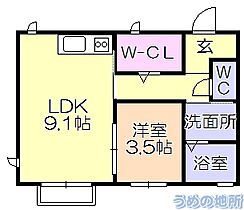 CRESTCOURT花畑 102 ｜ 福岡県久留米市花畑１丁目（賃貸アパート1LDK・1階・31.50㎡） その2