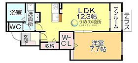 プラムI 102 ｜ 福岡県八女郡広川町大字新代（賃貸アパート1LDK・1階・50.14㎡） その2