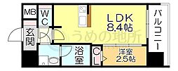 久留米市諏訪野町マンション 1LDKの間取図画像