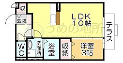 K・ブロッサム 1LDKの間取図画像