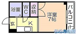 PLEAST久留米大前2 ワンルームの間取図画像