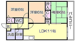 パストラールハイム 3LDKの間取図画像