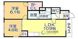 ポムダムール 1階/110