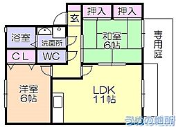 ピュアドーム2 2LDKの間取図画像