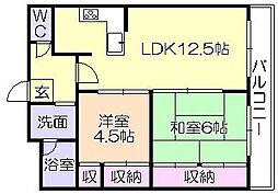 ヒカリノ宮の陣 2LDKの間取図画像