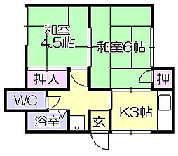第一藤荘 2Kの間取図画像