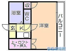 メゾンブランセ 1Kの間取図画像