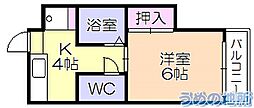 宮崎コーポ 1Kの間取図画像