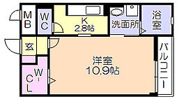 シャングリラ1 1Kの間取図画像