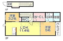 L-bloom東櫛原 2LDKの間取図画像