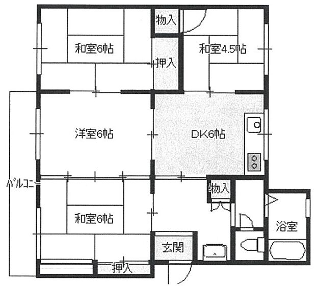 青山台住宅80号棟(4DK) 5階の間取り