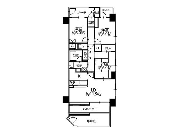 アルファステイツ西明石松の内(3LDK) 1階の間取り