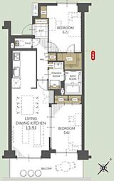 ステージ山手台ウエスト一番館 2LDKの間取図画像