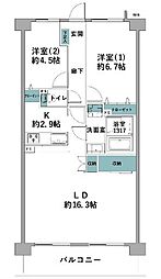 メイツ海老名 2LDKの間取図画像