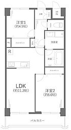 ダイアパレス保土ヶ谷 2LDKの間取図画像