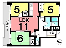 シャトー瀬戸 3LDKの間取図画像