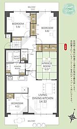 パークシティ三郷壱番館 4LDKの間取図画像
