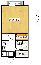 グリーンヒルズ朝暉5番館 1Kの間取図画像